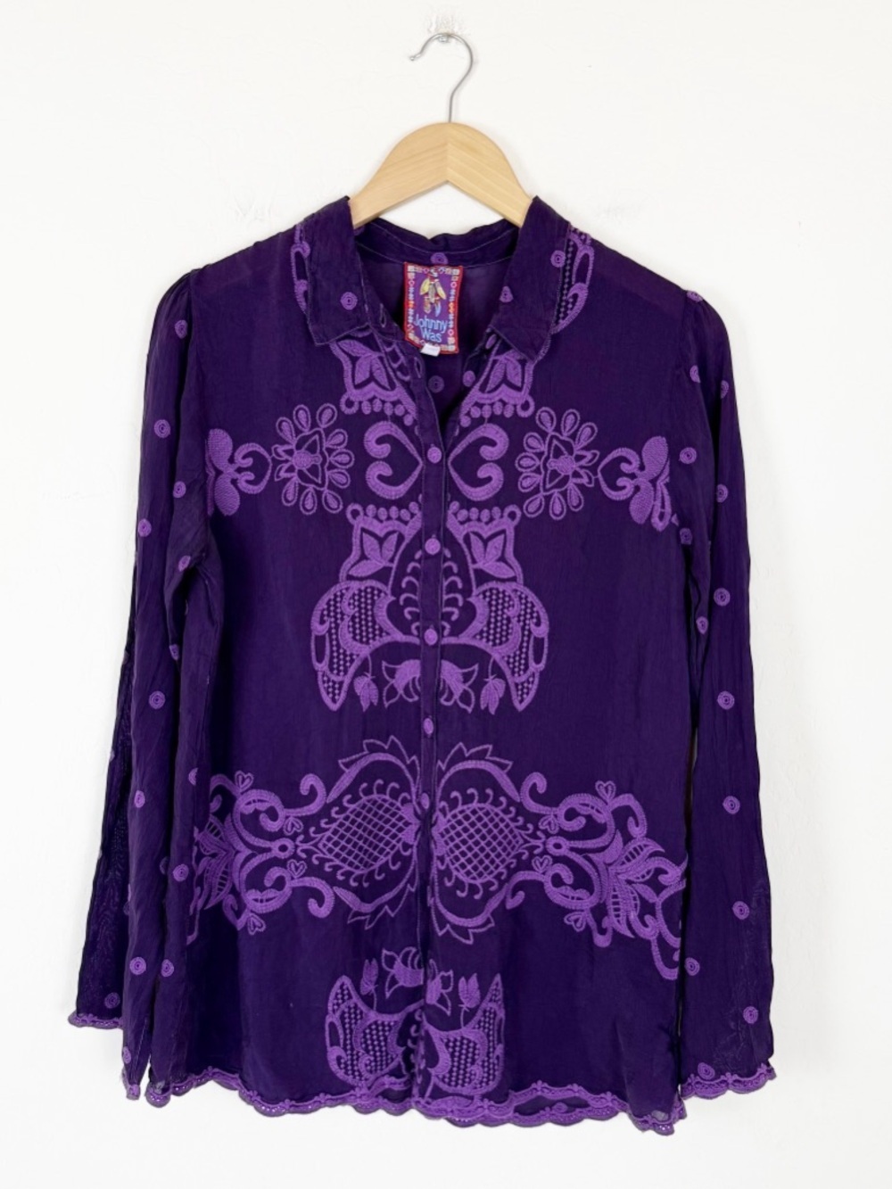 JOHNNY WAS runswick lenny button down shirt in grape - Picture 2 of 9